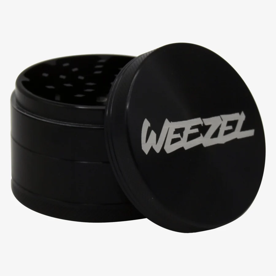 WEEZEL großer Basic Grinder Aluminium Schwarz geöffnet